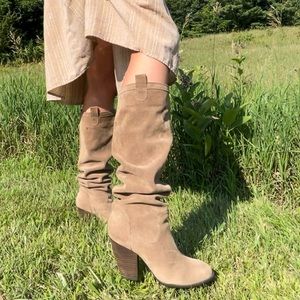Knee High Heeled Wide Shaft Boots